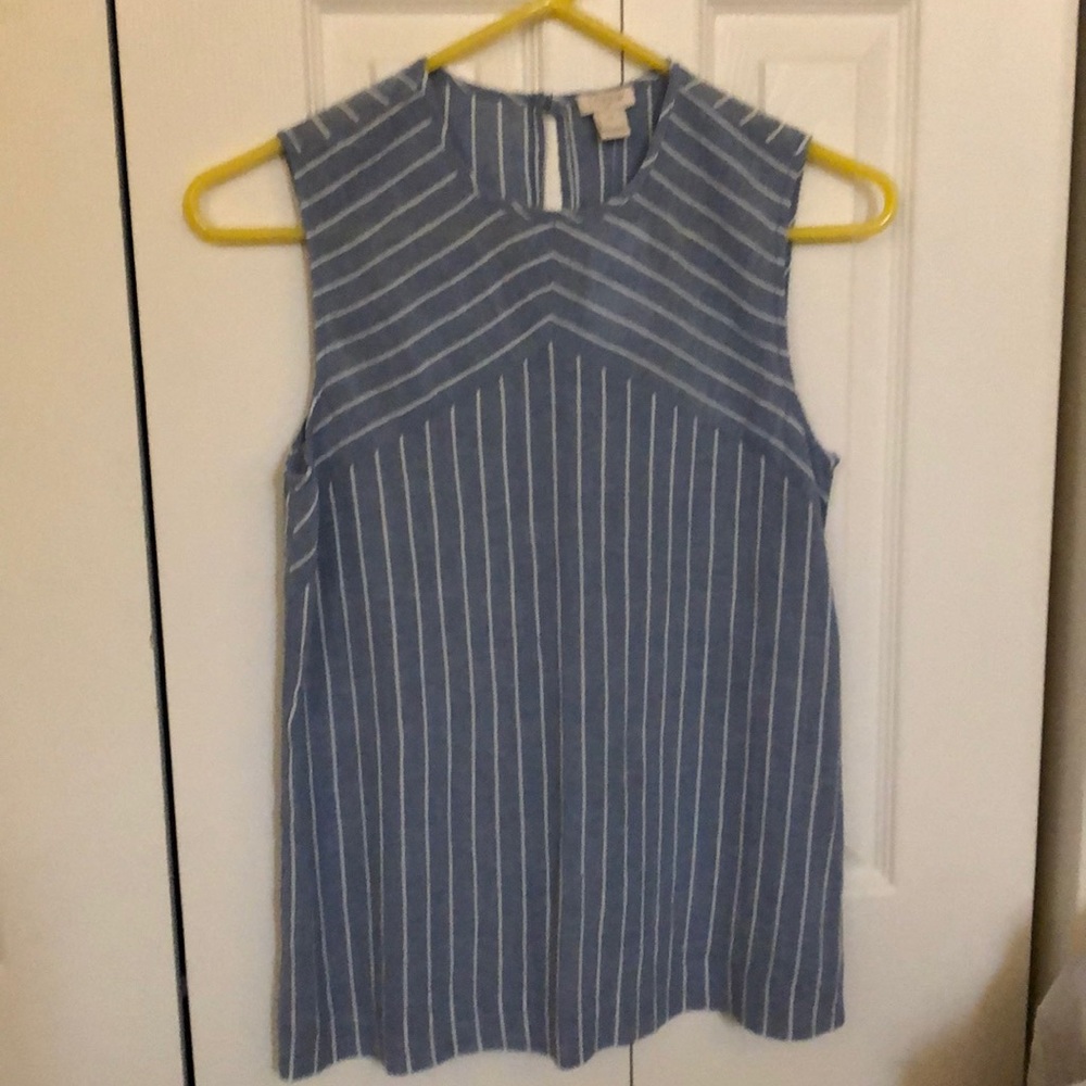 Jcrew sleeveless chambray and white top